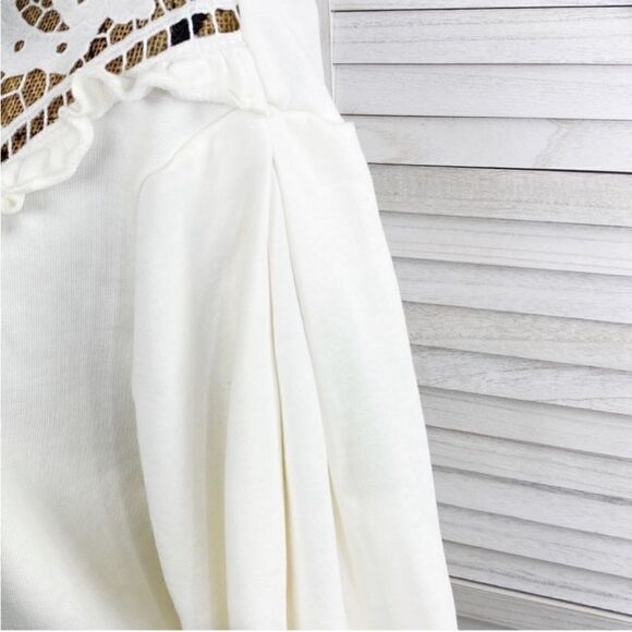 Express Lace Front Ruffle Trim Sweatshirt Sweater Ivory Large Victorian Country - Picture 7 of 14